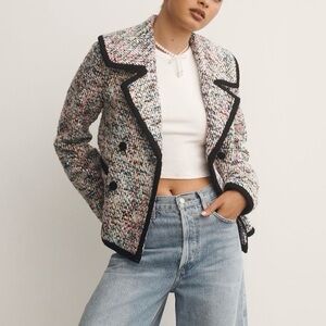 Avec Les Filles Multicolor Tweed Blazer